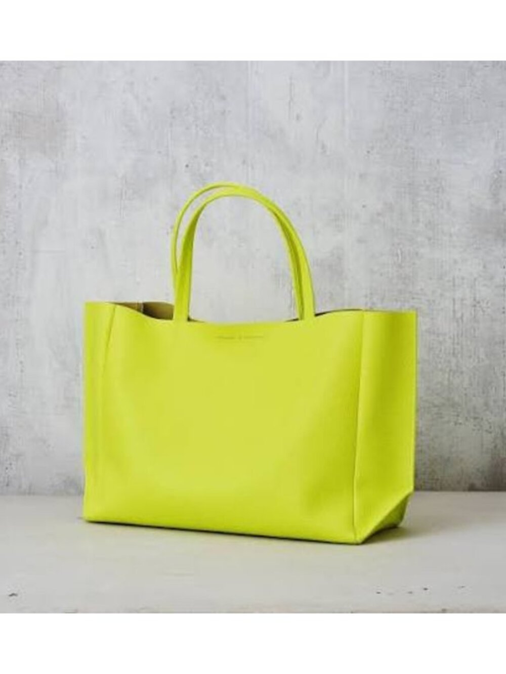 Ampersand As Apostrophe Neon Yellow Sideways Tote NWT